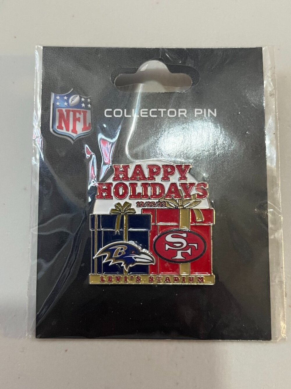 San Francisco 49ers vs. Baltimore Ravens Holiday Game Day Pin 12/25/23
